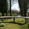 Curved Plain Double Stone Garden Bench