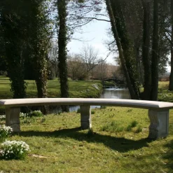 Curved Plain Double Stone Garden Bench