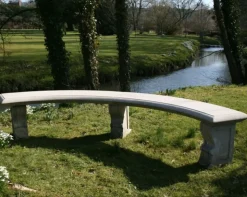 Curved Plain Double Stone Garden Bench