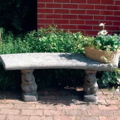 Curved Plain Top Stone Garden Bench