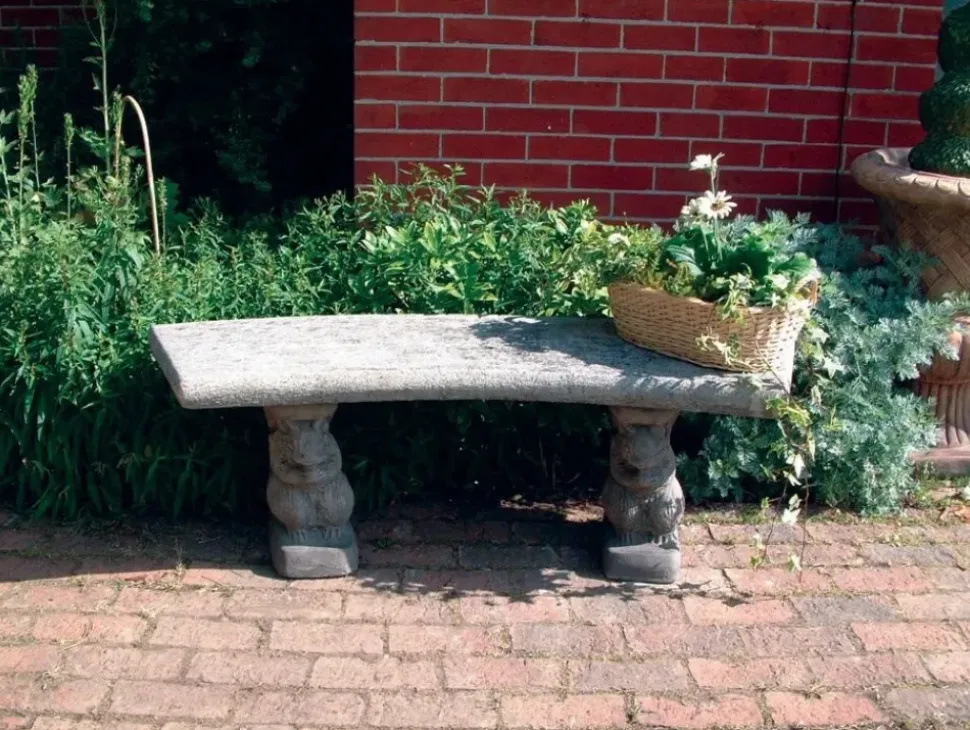 Curved Plain Top Stone Garden Bench