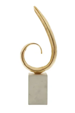 Curved Reflection 50cm Gold Metal Indoor Sculpture