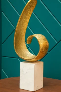 Curved Reflection 50cm Gold Metal Indoor Sculpture