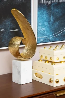 Curved Reflection 50cm Gold Metal Indoor Sculpture