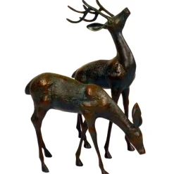 Deer & Doe Bronze Metal Garden Statues