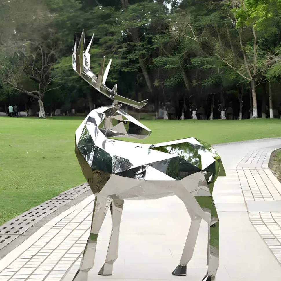 Deer 158cm Geometric Metal Garden Sculpture