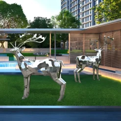 Deer 197cm Geometric Metal Garden Sculpture v1