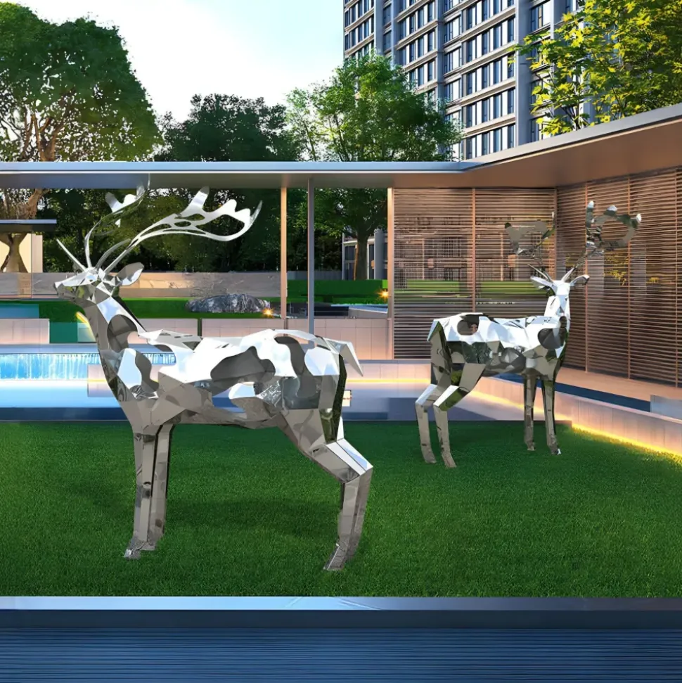 Deer 197cm Geometric Metal Garden Sculpture v1