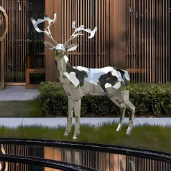 Deer 197cm Geometric Metal Garden Sculpture v1