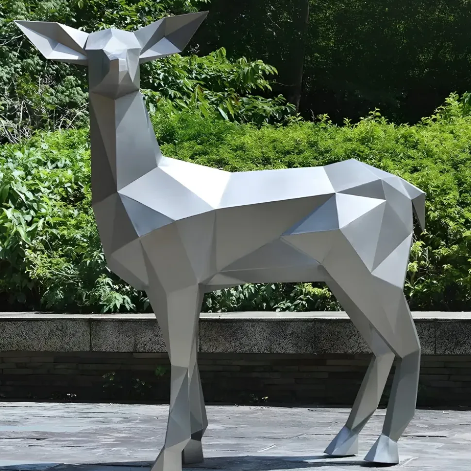 Deer 160cm Geometric Metal Garden Sculpture