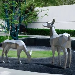Deer 90cm Geometric Metal Garden Sculpture