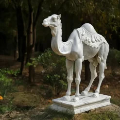 Desert Camel 160cm White Marble Garden Statue v6
