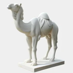 Desert Camel 160cm White Marble Garden Statue v4