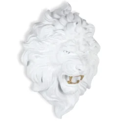 Desert Lion 49cm White Resin Wall Sculpture