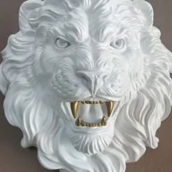 Desert Lion 49cm White Resin Wall Sculpture