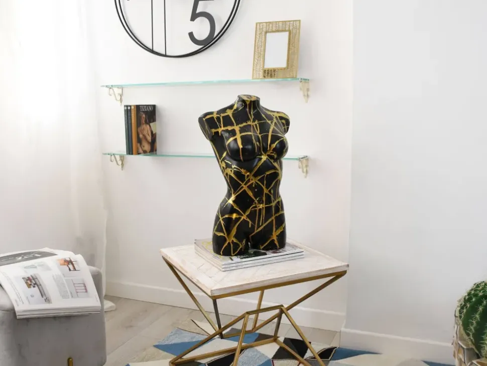 Divine Torso 50cm Black Resin Indoor Sculpture