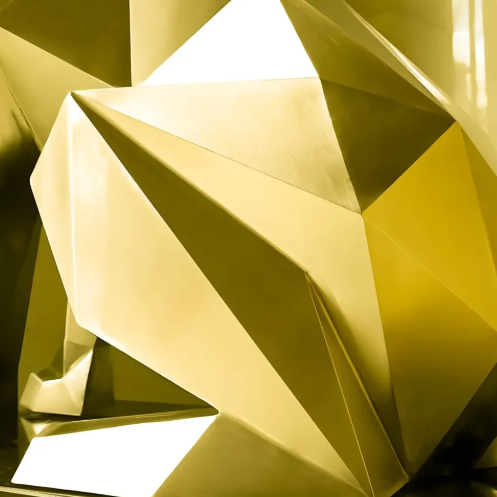 Dog 100cm Gold Geometric Metal Garden Sculpture