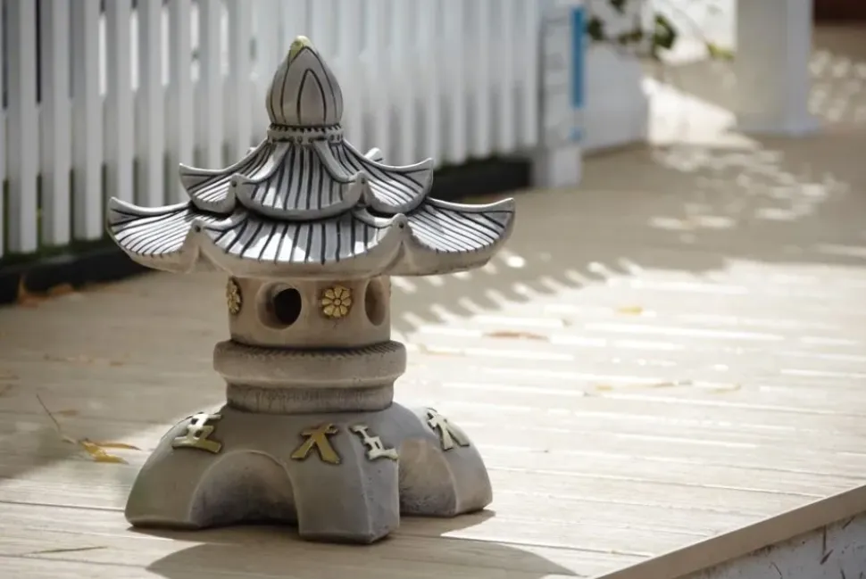 Double Top Japanese Pagoda Stone Garden Ornament
