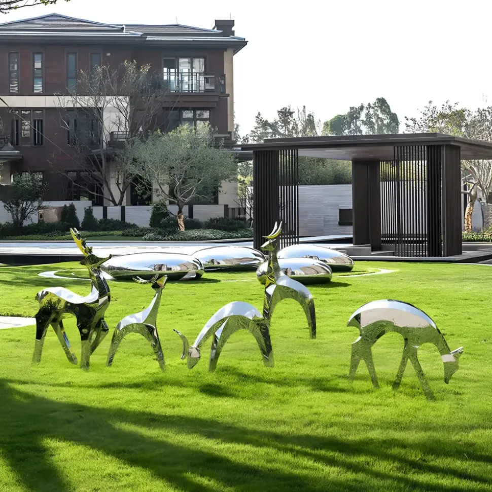 Dynamic Deer 91cm Metal Garden Sculpture