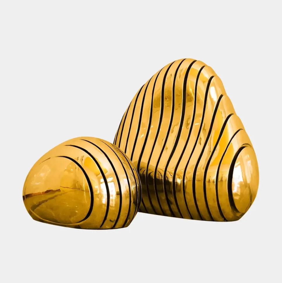 Dynamic Pebbles 95cm Gold Metal Garden Sculptures