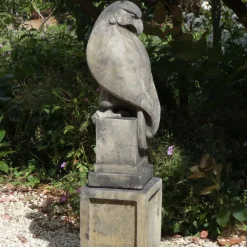 Eagle on Plain Pedestal Modern Stone Garden Statue