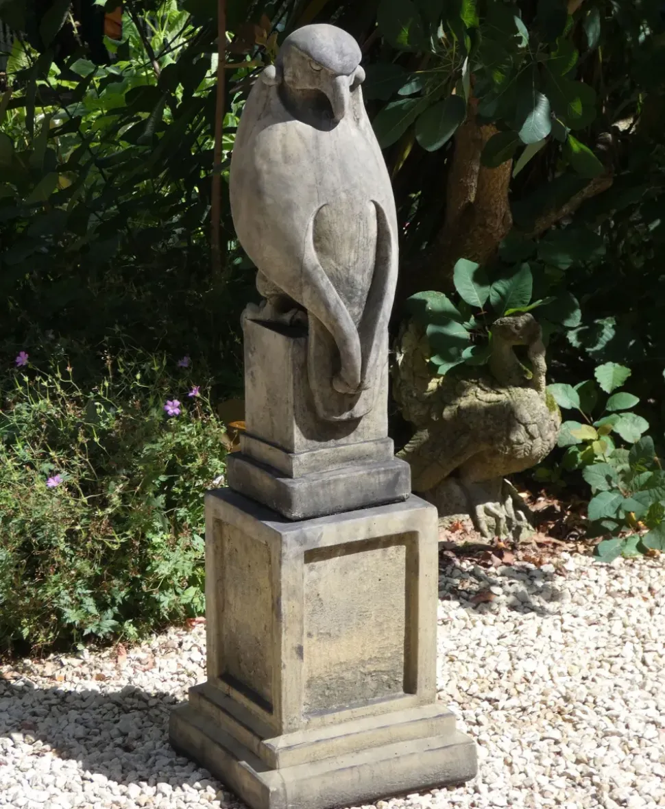 Eagle on Plain Pedestal Modern Stone Garden Statue