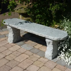 Elegance II Natural Granite Grey Stone Garden Bench