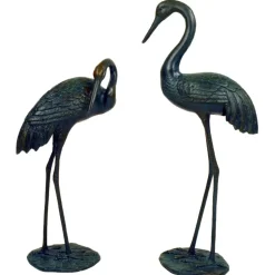 Elegant Cranes Bronze Metal Garden Ornaments