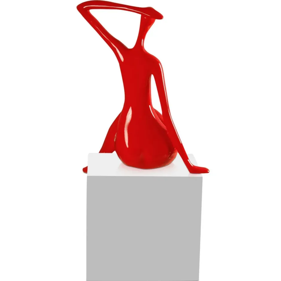 Elegant Grace 38cm Red Resin Indoor Sculpture