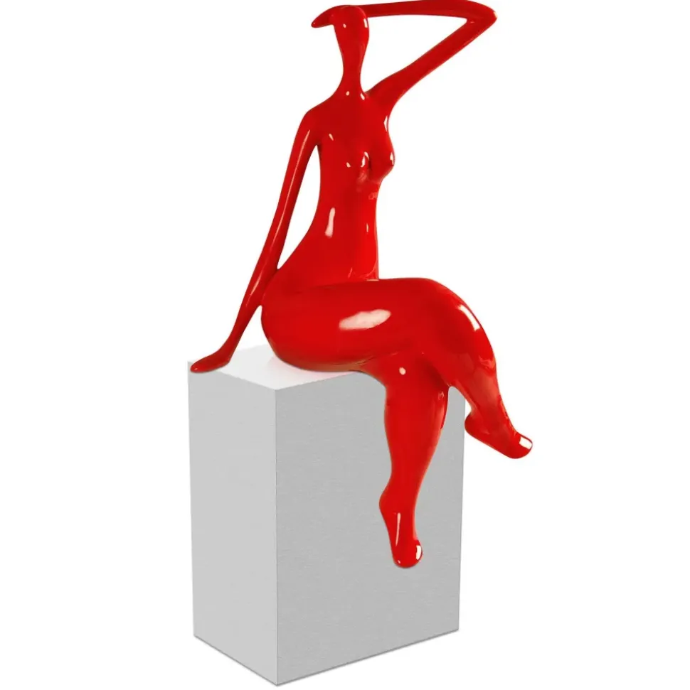 Elegant Grace 38cm Red Resin Indoor Sculpture