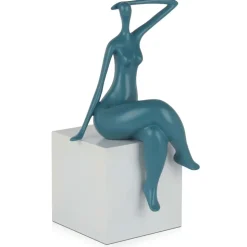 Elegant Grace 38cm Teal Resin Indoor Sculpture