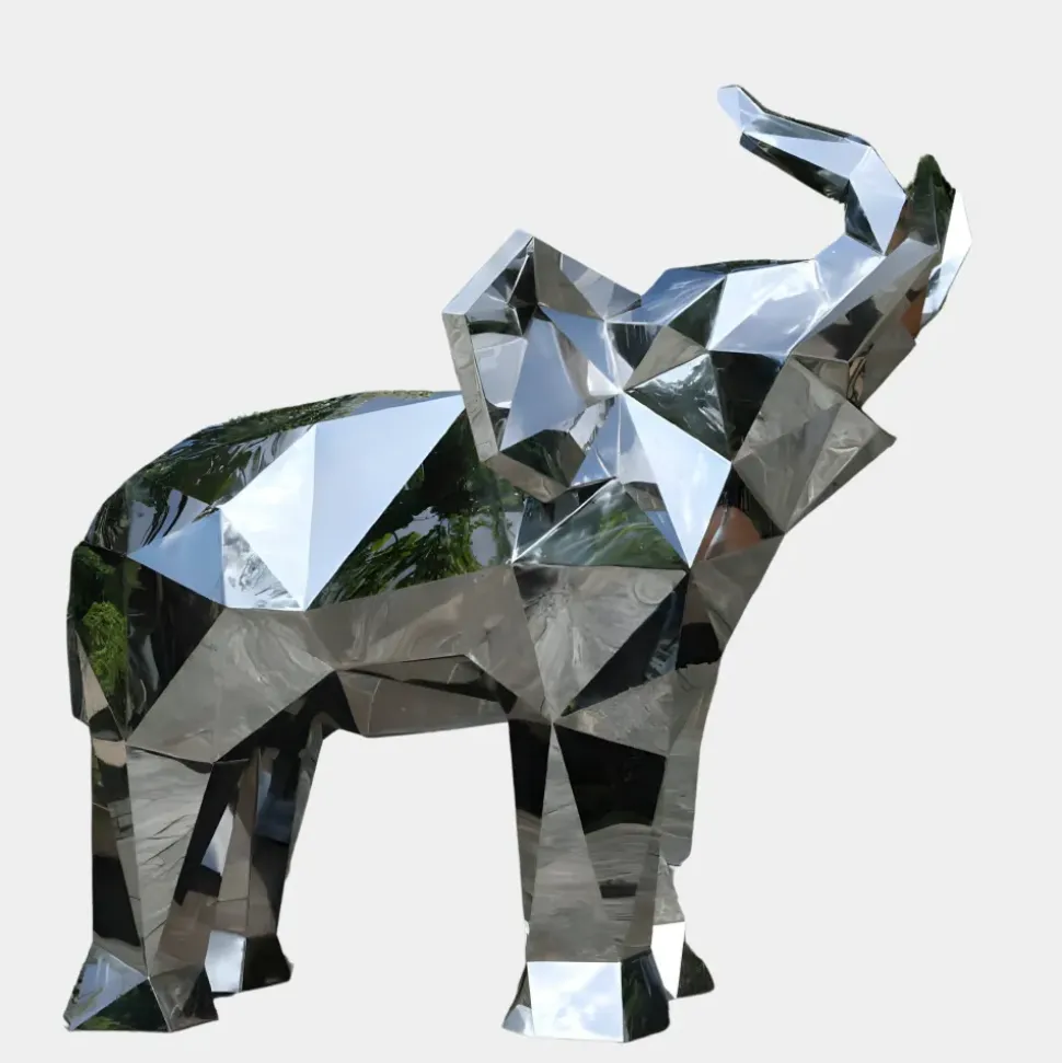 Elephant 190cm Geometric Metal Garden Sculpture