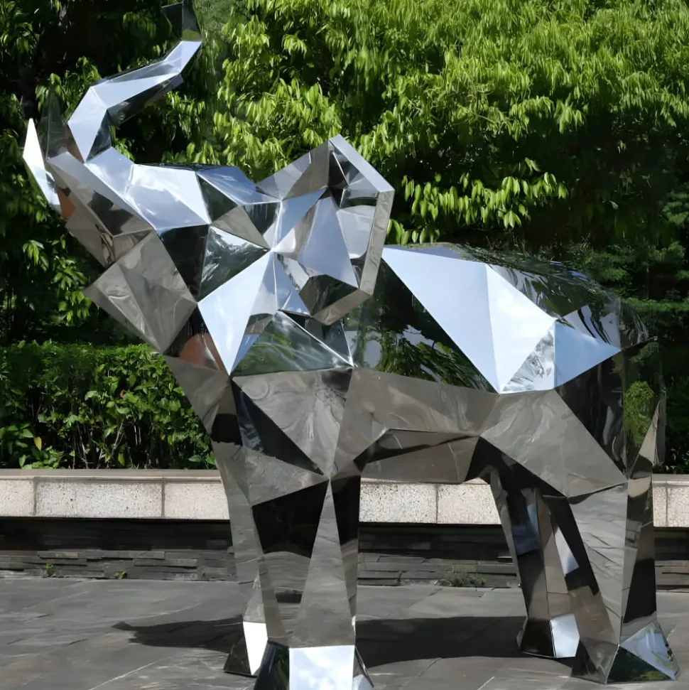 Elephant 190cm Geometric Metal Garden Sculpture