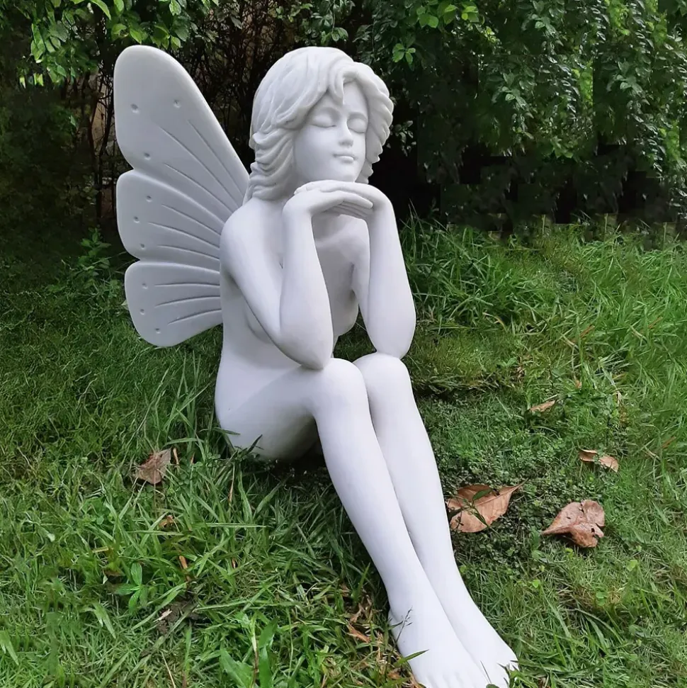 Enchanted Fairy 60cm Marble Resin Garden Statue