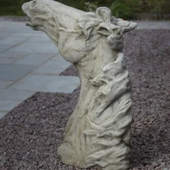 Epona Horses Head Stone Garden Ornament
