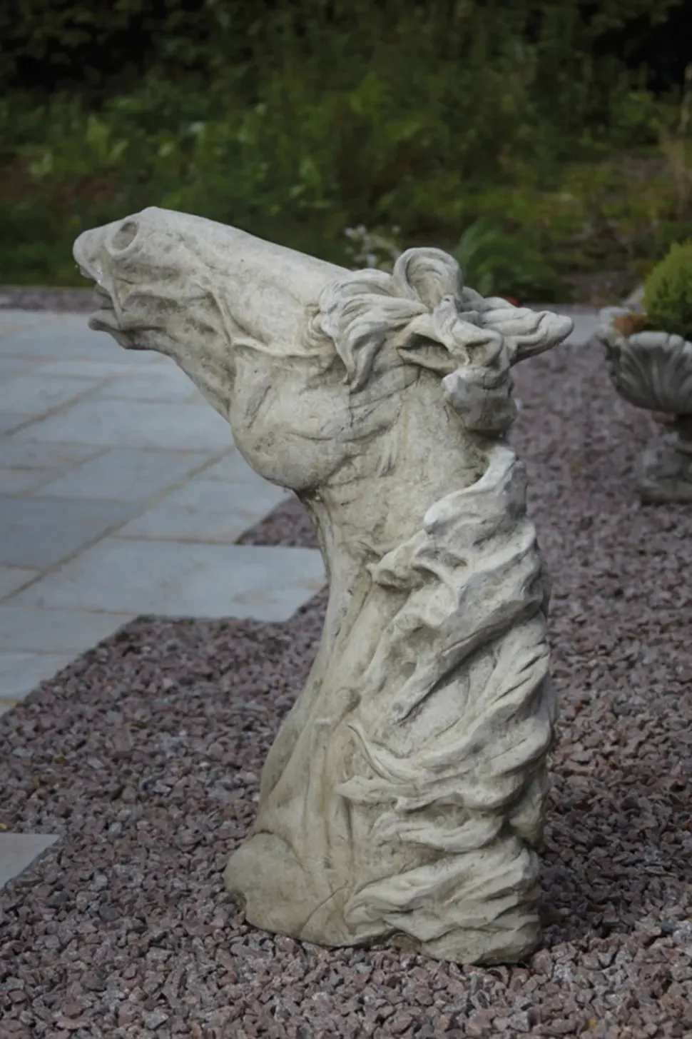Epona Horses Head Stone Garden Ornament