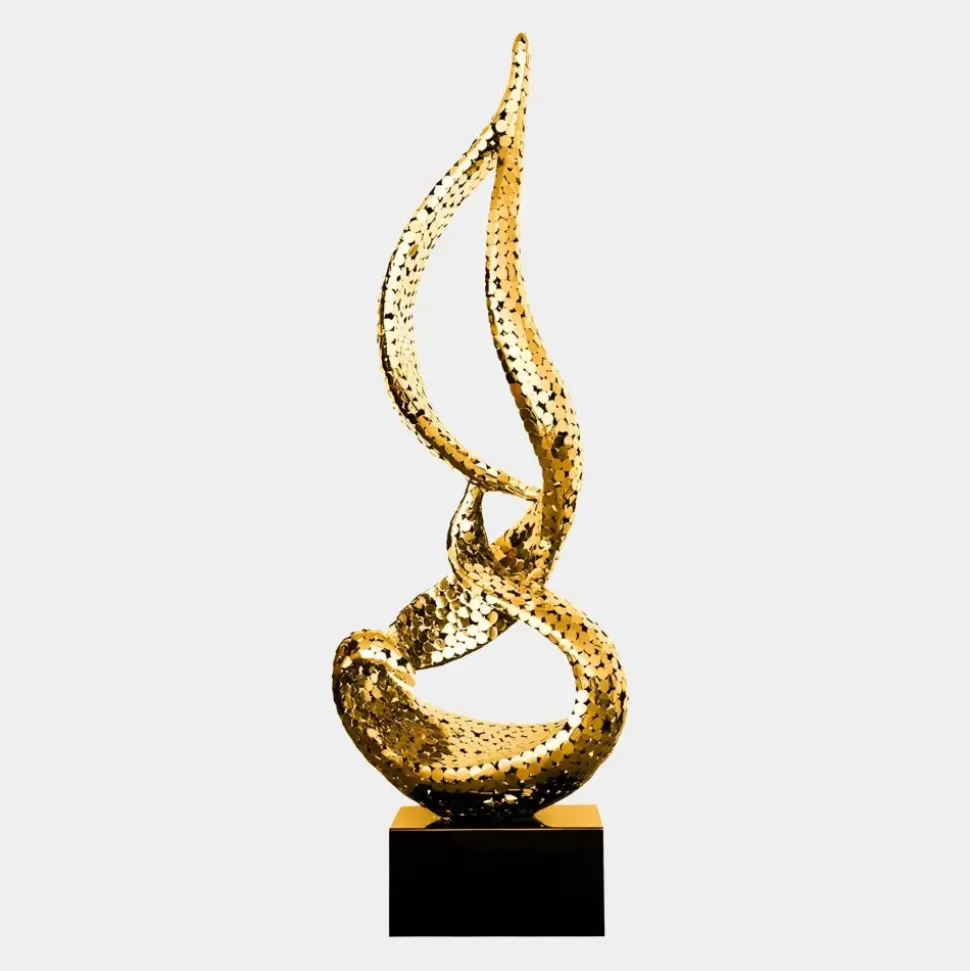 Eternal Flame 173cm Gold Metal Garden Sculpture