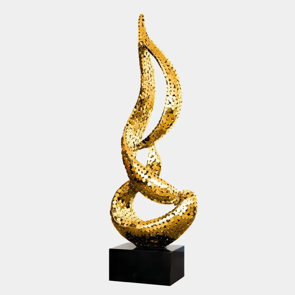 Eternal Flame 173cm Gold Metal Garden Sculpture