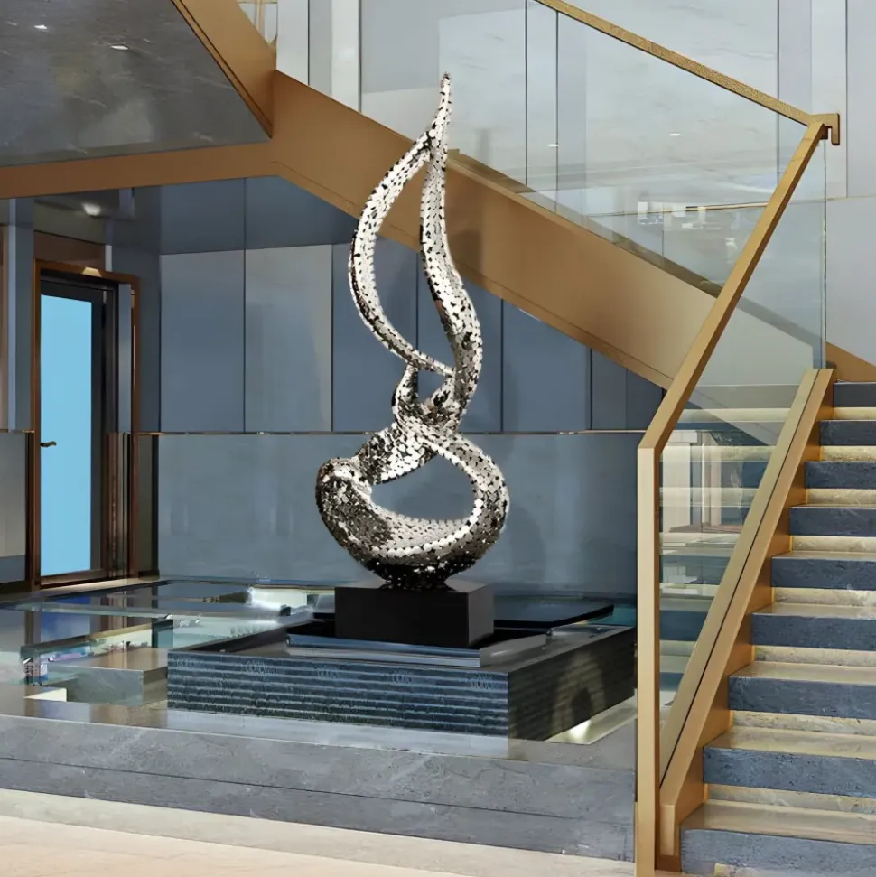Eternal Flame 173cm Gold Metal Garden Sculpture