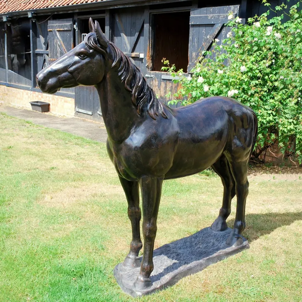 Extra Large Wild Horse Bronze Metal Garden Statue