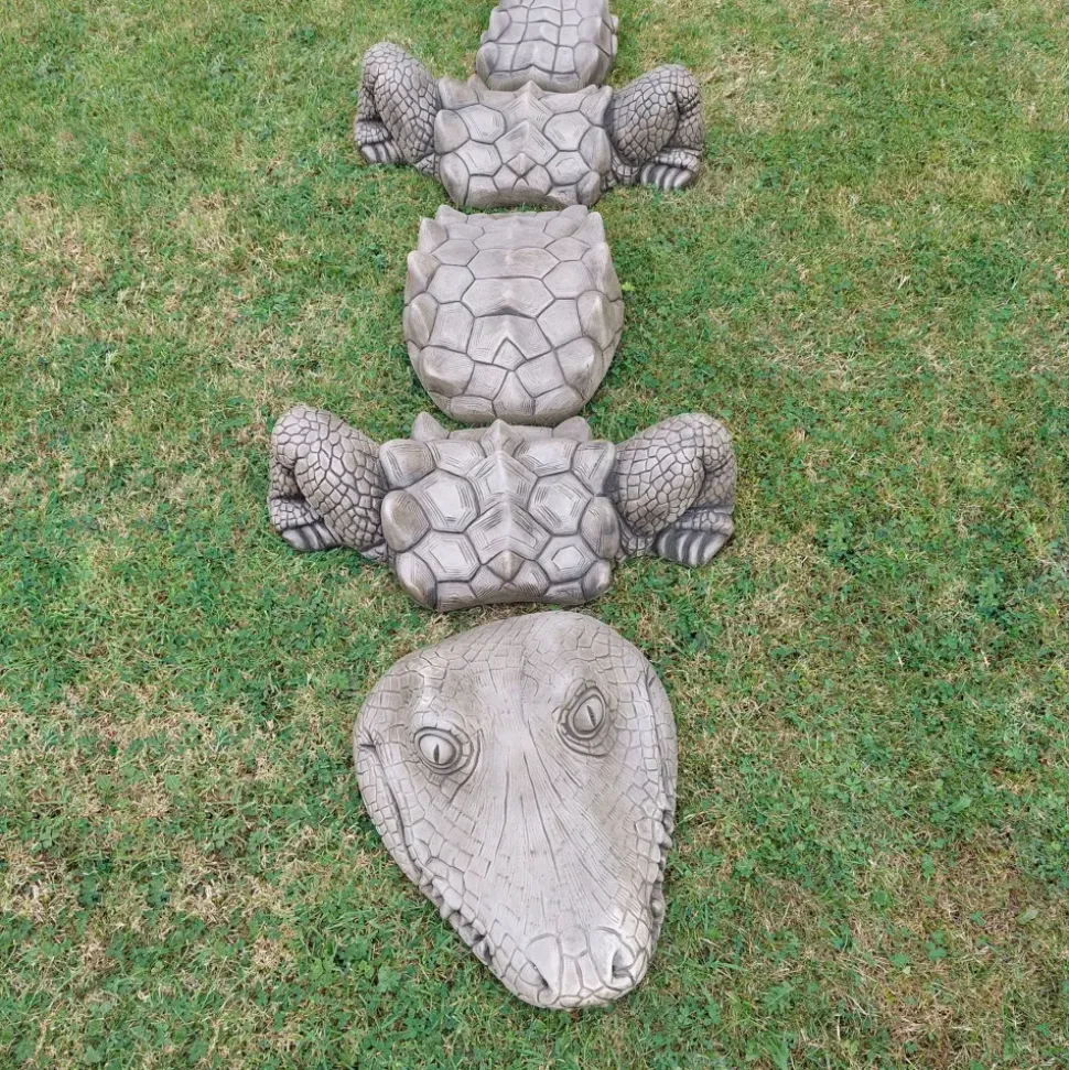 Five Piece Crocodile Stone Garden Ornament