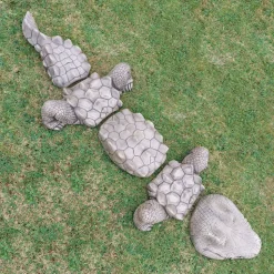Five Piece Crocodile Stone Garden Ornament