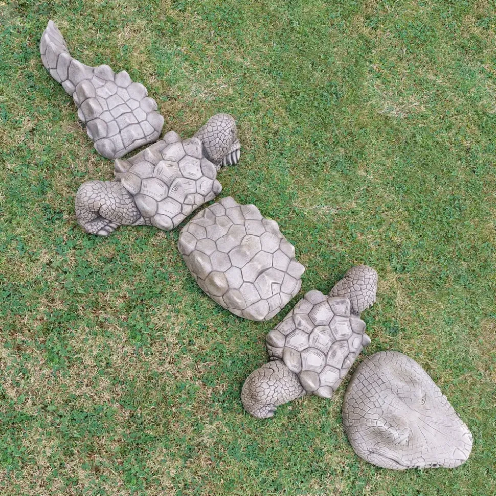 Five Piece Crocodile Stone Garden Ornament