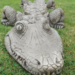 Five Piece Crocodile Stone Garden Ornament