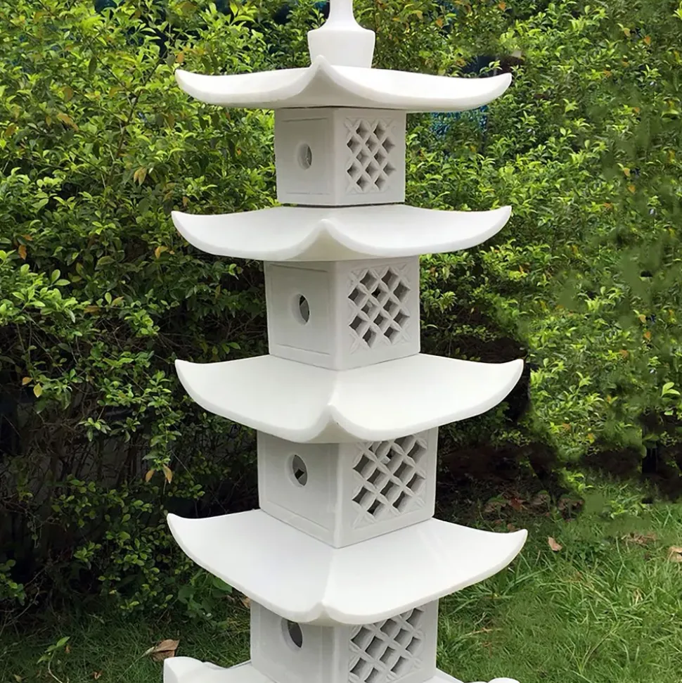 Five Tier Japanese Pagoda Lantern Marble Garden Ornament