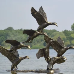 Flight of Ducks Life-Size Bronze Metal Garden Statue