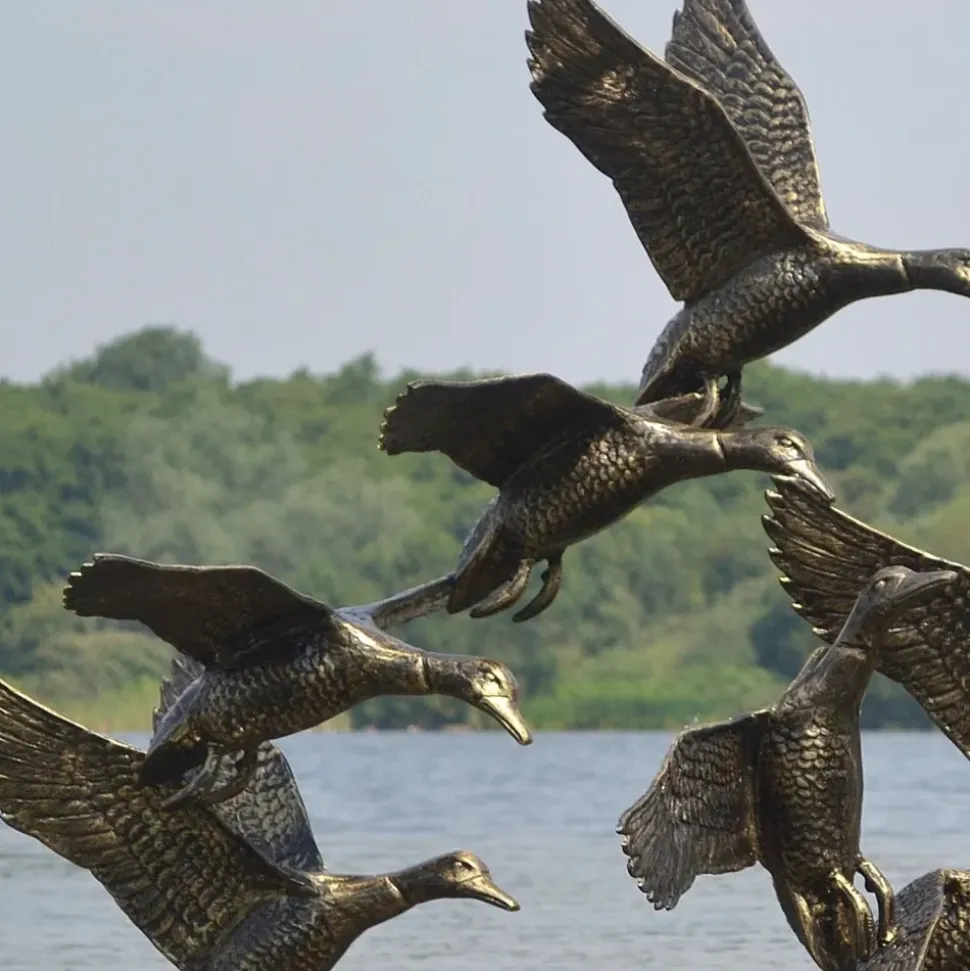 Flight of Ducks Life-Size Bronze Metal Garden Statue