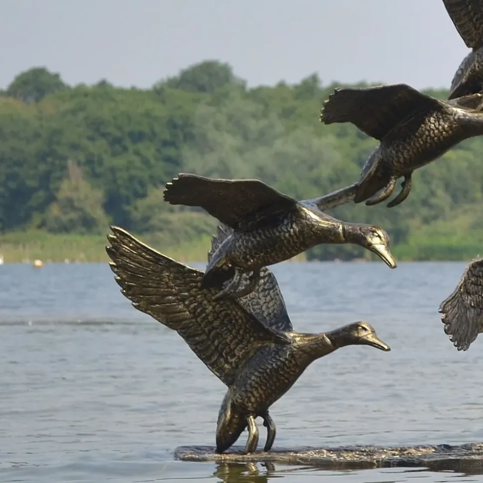 Flight of Ducks Life-Size Bronze Metal Garden Statue