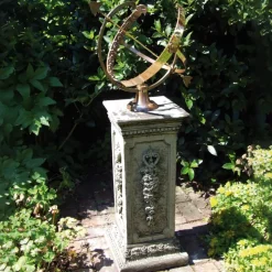 Floral Armillary Stone Garden Sundial