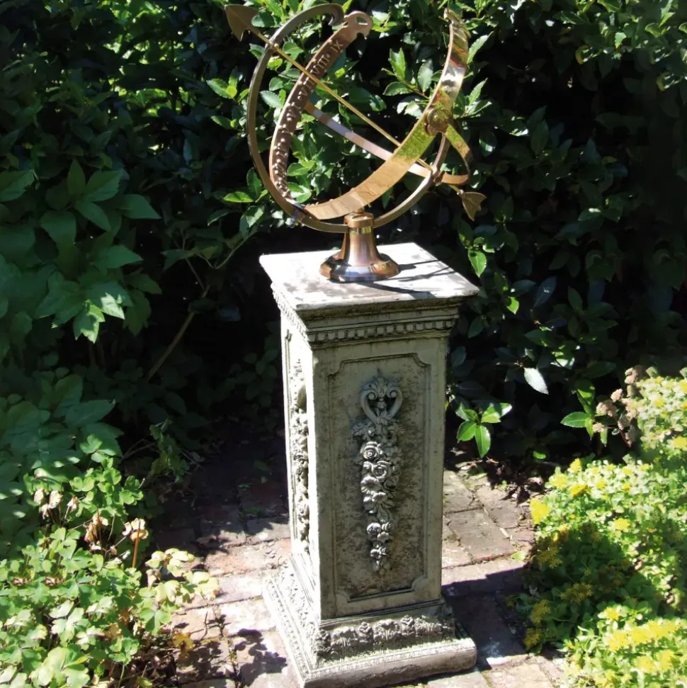 Floral Armillary Stone Garden Sundial